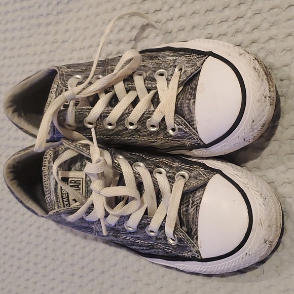 Converse Allstar Black Sneakers Silver Size 7 (#6) - Picture 1 of 5